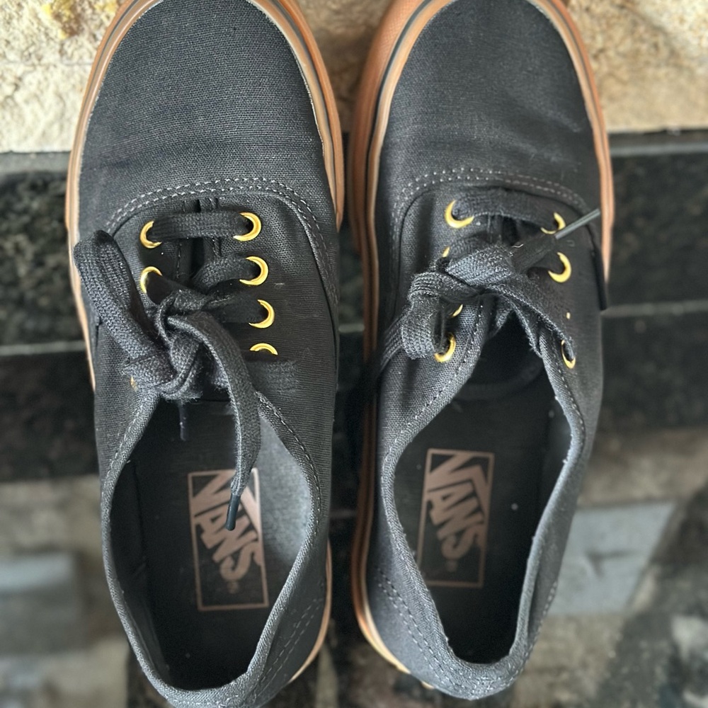 Brown Bottom Black Vans sneakers 
Like new! Great condition! - Picture 3 of 7